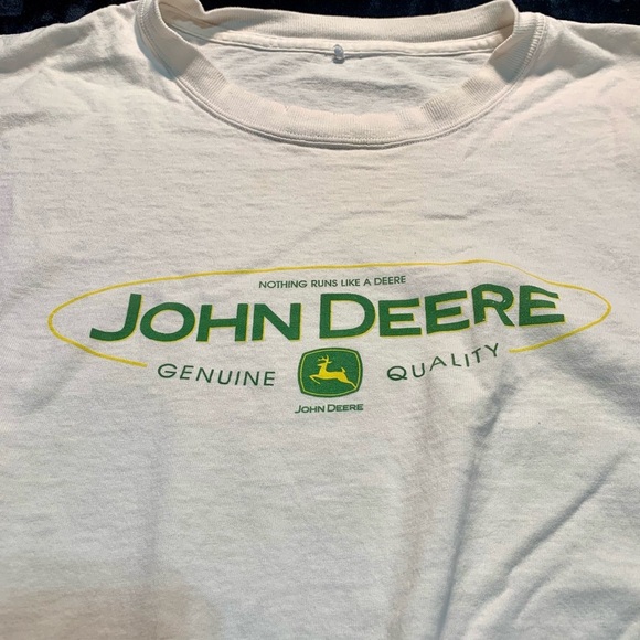 💙 Vintage 90s John Deere White and Green T-Shirt XL Distressed - Picture 3 of 10